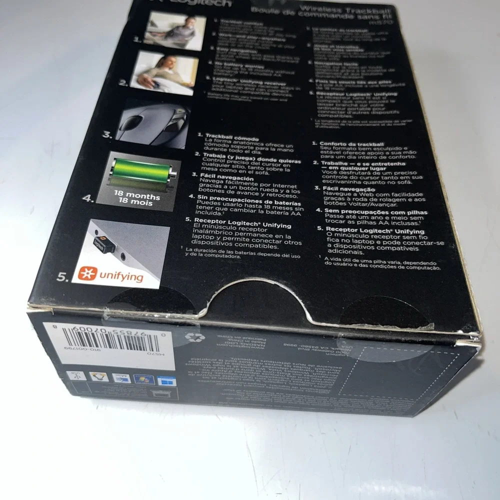 Logitech M570 Wireless Trackball Mouse – Ergonomic Design for Right-Hand Use NEW
